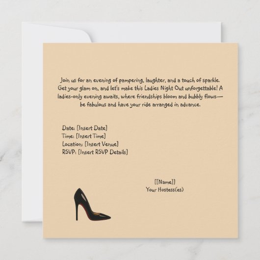 Ladies' Night Sass Wreak Havoc Glam Party Invite Kaart (Achterkant)