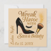 Ladies' Night Sass Wreak Havoc Glam Party Invite Kaart (Voorkant)