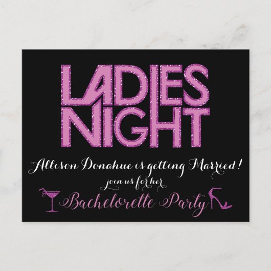 Ladies Night uitnodigingsontwerp Uitnodiging Briefkaart (Voorkant)