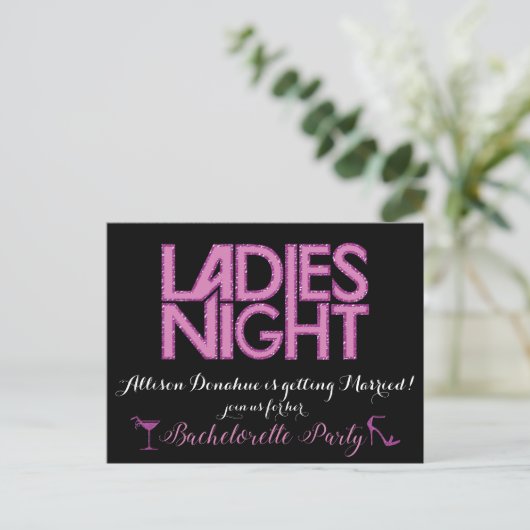 Ladies Night uitnodigingsontwerp Uitnodiging Briefkaart (Staand voorkant)