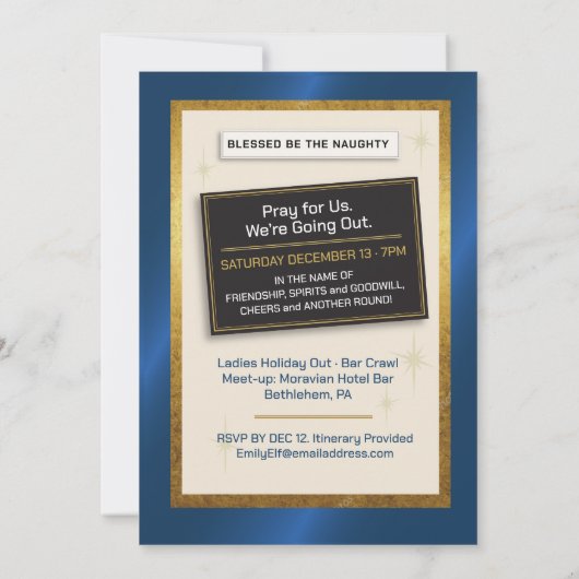 Ladies Night – Virgin Mary Bar Crawl Kaart (Achterkant)