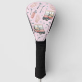 Ladies Pale Pink Golf Cart Pattern  Golfheadcover (Voorkant)