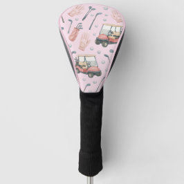 Ladies Pale Pink Golf Cart Pattern  Golfheadcover