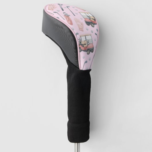 Ladies Pale Pink Golf Cart Pattern  Golfheadcover (Schuin)