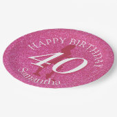 LADIES PINK GLITTER BIG BIRTHDAY PAPIEREN BORDJE (Gekanteld)