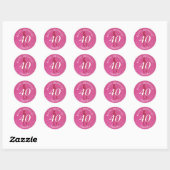 LADIES PINK GLITTER BIG BIRTHDAY RONDE STICKER (Vel)