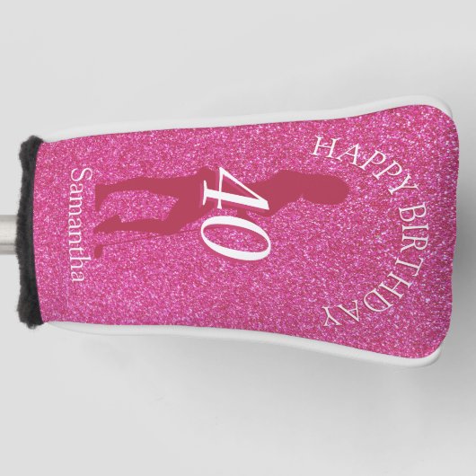 LADIES PINK GLITTER BIRTHDAY GOLFHEADCOVER (Voorkant)