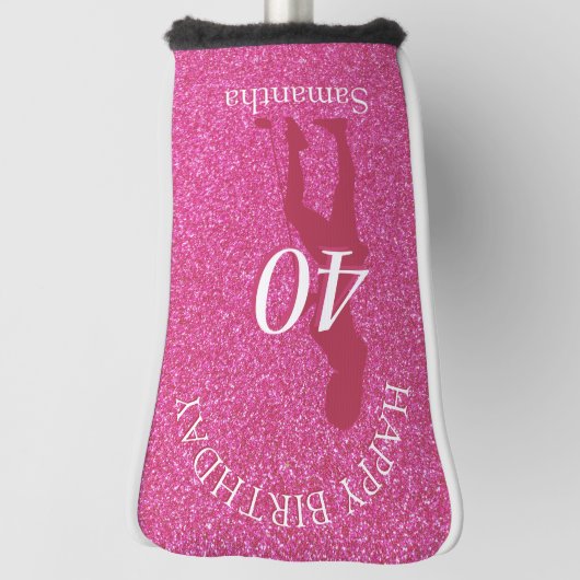 LADIES PINK GLITTER BIRTHDAY GOLFHEADCOVER (Draai 90)