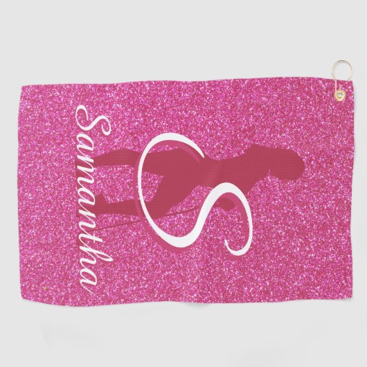 LADIES PINK GLITTER GOLFHANDDOEK (Horizontaal)