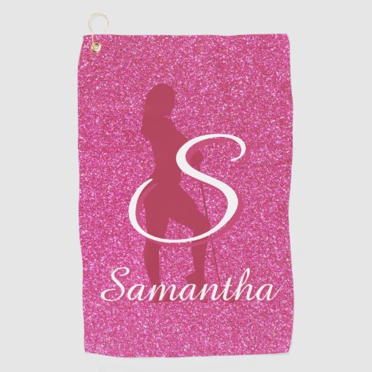 LADIES PINK GLITTER GOLFHANDDOEK (Voorkant)
