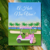 Ladies Pink Golf Cart Moving Boxes Beach Golf  Aankondigingskaart