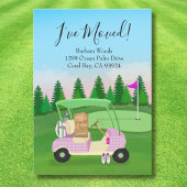 Ladies Pink Golf Cart Moving Boxes Golf Course  Aankondiging