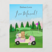Ladies Pink Golf Cart  Moving Boxes Golf Course Aankondigingskaart (Voorkant)