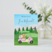 Ladies Pink Golf Cart  Moving Boxes Golf Course Aankondigingskaart (Staand voorkant)