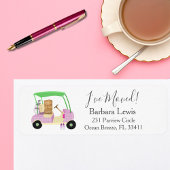 Ladies Pink Golf Cart  Moving Boxes Golf Course Etiket