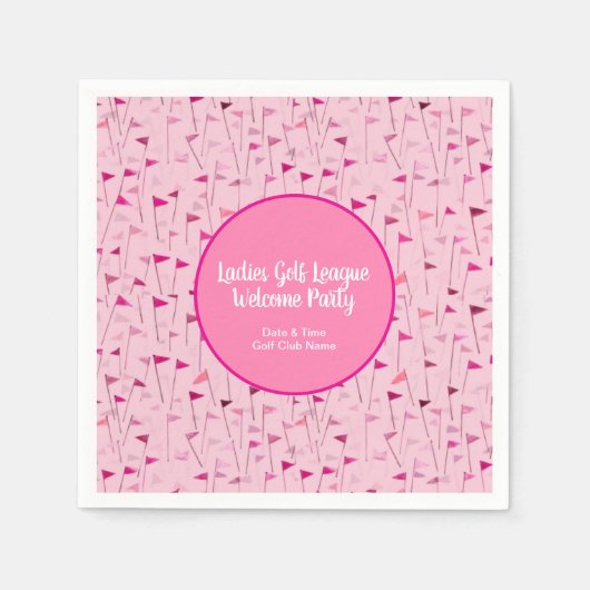 Ladies Pink Golf Flag Paper Napkins Servet (Voorkant)