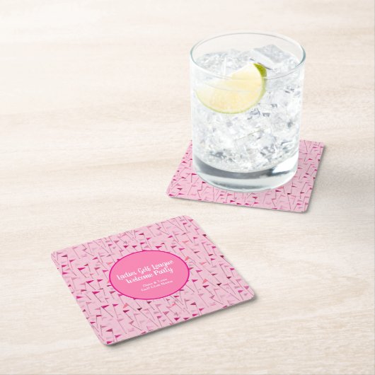 Ladies Pink Golf Flag Party Coaster Kartonnen Onderzetters (Insitu)