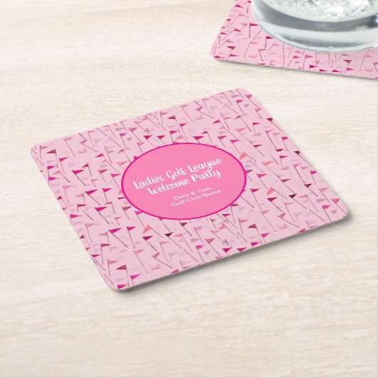 Ladies Pink Golf Flag Party Coaster Kartonnen Onderzetters (Schuin)