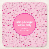 Ladies Pink Golf Flag Party Coaster Kartonnen Onderzetters (Voorkant)