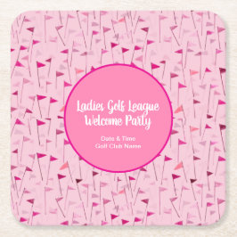 Ladies Pink Golf Flag Party Coaster Kartonnen Onderzetters