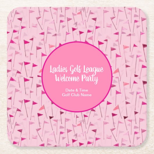 Ladies Pink Golf Flag Party Coaster Kartonnen Onderzetters (Voorkant)
