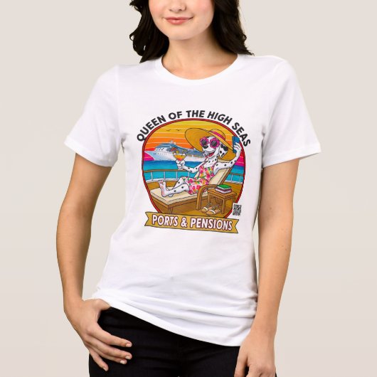 Ladies Queen of The High Seas - Front Print Tri-Blend Shirt (Voorkant)