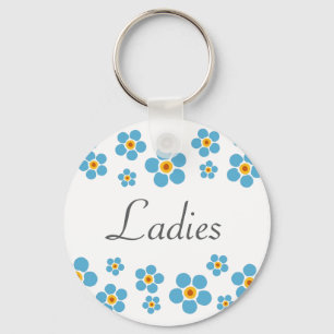Ladies room Forget me nots floral border keychain