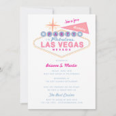 Ladie's Roze Retro Las Vegas Sign Birthday Party Kaart (Voorkant)
