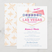 Ladie's Roze Retro Las Vegas Sign Birthday Party Kaart (Voorkant / Achterkant)