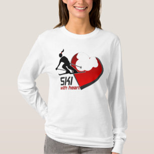 LADIES "SKI MET HART"-HOODY gemonteerd T-shirt