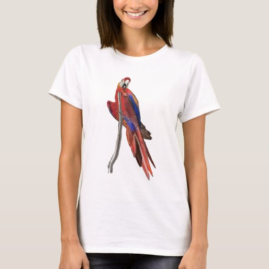 Ladies t-shirt with scarlet macaw design (Voorkant)