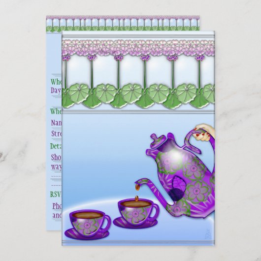 Ladies Tea Party ( uitnodiging) Kaart (Voorkant / Achterkant)