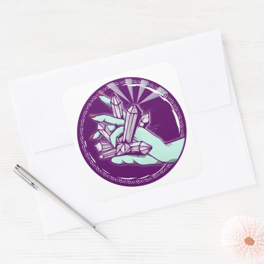 Lading van amethystkristallen vierkante sticker (Envelop)