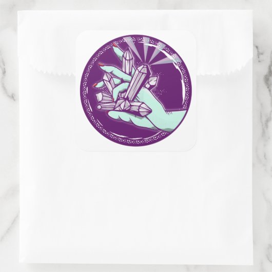 Lading van amethystkristallen vierkante sticker (Tas)