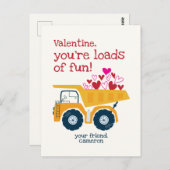 Lading van de Valentijnsdag van de Vun Dump Truck  Briefkaart (Voorkant / Achterkant)