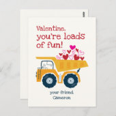 Lading van de Valentijnsdag van de Vun Dump Truck  Briefkaart (Voorkant / Achterkant)