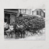 Lading van kerstbomen, 1910 feestdagenkaart (Voorkant)