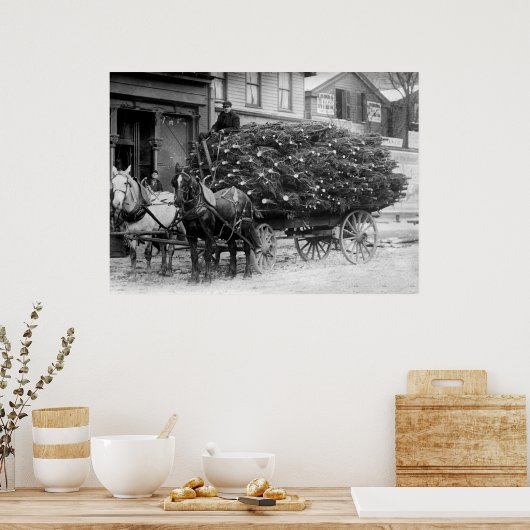 Lading van kerstbomen, 1910 poster (Keuken)