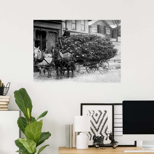 Lading van kerstbomen, 1910 poster (Thuiskantoor)