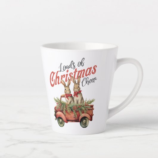 ladingen kerstjuichen twee konijnenvrachtwagen latte mok (Rechts)