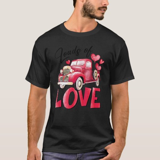 Ladingen Valentijnsdag liefdeshart Rood vrachtwage T-shirt (Voorkant)