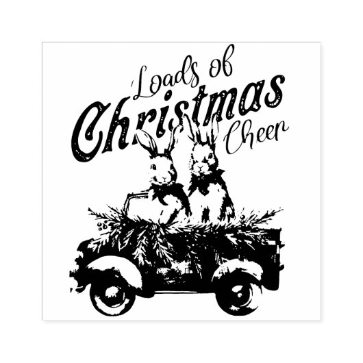 Ladingen van Kerstmis Cheer Konijnen in Retro Vrac Rubberstempel (Afrduk)