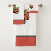 Ladingen van Kerstmis Cheer Konijnen in Rode Vrach Bad Handdoek (Insitu)