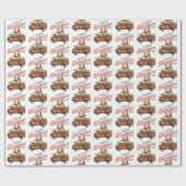 Ladingen van Kerstmis Cheer Konijnen in Rode Vrach Cadeaupapier (Vlak)