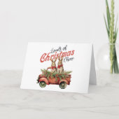 Ladingen van Kerstmis Cheer Konijnen in Rode Vrach Feestdagen Kaart (Voorkant)