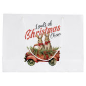 Ladingen van Kerstmis Cheer Konijnen in Rode Vrach Groot Cadeauzakje (Achterkant)