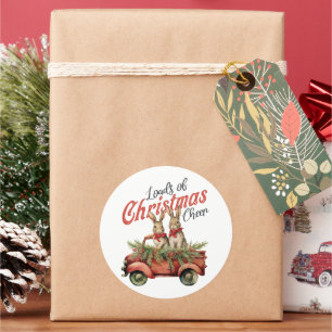 Ladingen van Kerstmis Cheer Konijnen in Rode Vrach Ronde Sticker