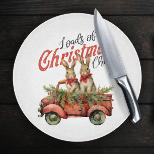 Ladingen van Kerstmis Cheer Konijnen in Rode Vrach Snijplank