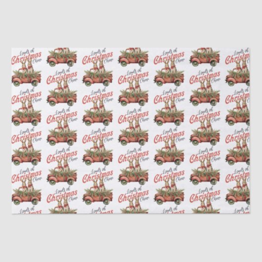 Ladingen van Kerstmis Cheer Konijnen in Rode Vrach Tissuepapier (Voorkant)