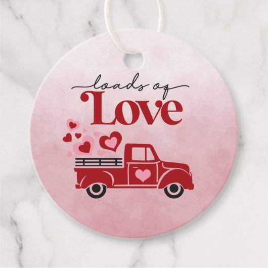 Ladingen van Liefde Rode Vrachtwagen Harten Valent Bedankjes Labels (Voorkant)